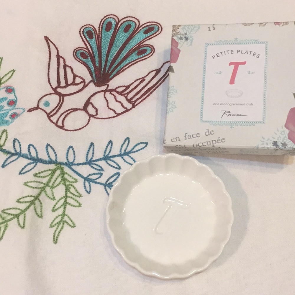 Adorable “T” ring dish received as a gift.